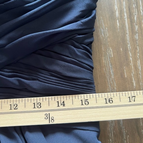 Bill Levkoff Bridal Party Prom Special Occasion Navy Midi Chiffon Fit And Flare - Picture 7 of 16